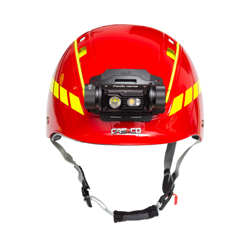 fahrradhelm neon rot Casco Gams mit Fenix HM70R - rot